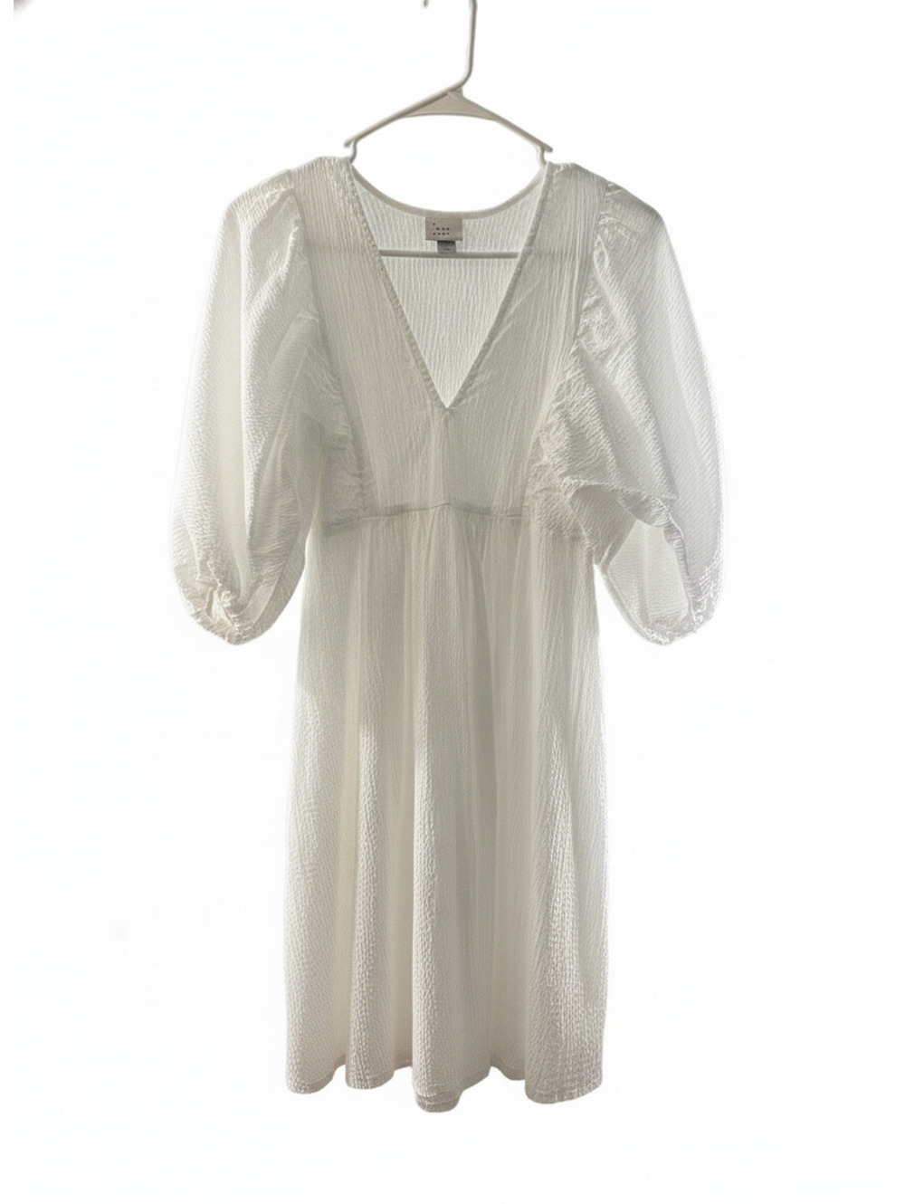 A New Day White Puff Sleeve Midi Dress with